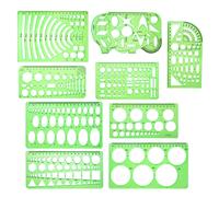 1 set / 9 pezzi Modelli di disegni multiuso Misurazione righelli geometrici