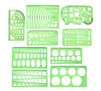 1 set / 9 pezzi Modelli di disegni multiuso Misurazione righelli geometrici