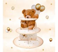 1 Set Alzata per Cupcake a 3 Piani a Forma di Orso Marrone, Supporto per Cupcake, Torre per Cupcake per festa di nascità, Centrotavola per Decorazione di Feste di Compleanno, Accessori per Festa di Ri
