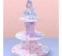 1 Set Alzata per Cupcake a 3 Piani a Tema Unicorno, Rosa, Supporto Carta per Cupcake, Centrotavola per Feste di 1° Compleanno, Accessori festa a Tema Unicorno, Decorazioni Torta Fai-da-te Creative, Fo