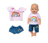 1 set arcobaleno con maglietta e pantaloncini, set di vestiti per bambole, abbigliamento estivo, set per bambole, regalo di compleanno per ragazze