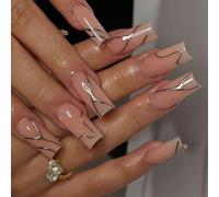 1 Set Autunno Unghie Finte Turbinii Premere Su Unghie Lunghe Coperture Piene Stick On Unghie Manicure Forniture Per