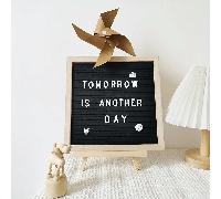 1 Set Bacheca in feltro con lettere da 10 pollici - Cornice in legno, Bacheca per messaggi fatta a mano in feltro, Bacheca per annunci con lettere intercambiabili, Perfetta come accessorio fotografico