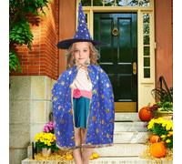 1 set Bambini Halloween Cosplay Witch Witch Wizak Wizard Cape con cappello e