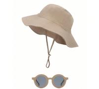 1 Set Cappello da sole per bambini, asciugatura rapida, traspirante, cappello da spiaggia a secchiello per bambini e bambine con occhiali decorativi M,S,XSPC
