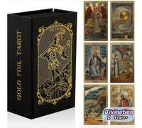 1 Set Carte dei Tarocchi con bordi in lamina d'oro, in scatola regalo nera, impermeabili e resistenti alle pieghe, Deck originale di Waite con significati, durevole per principianti e professionisti a