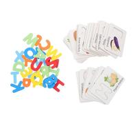 1 Set Cartoline illustrate giocattolo puzzle di corrispondenza dell'alfabeto carte dell'alfabeto educativo Carte alfabetiche in legno puzzle di corrispondenza della frutta di legno