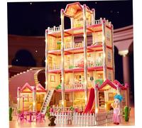 1 set casa delle bambole a 5 piani 14 stanze casa delle bambole di lusso per ragazza castello principessa fai da te con bambola, cucciolo, mobili e accessori giocattoli di Natale da sogno per 3+ bam