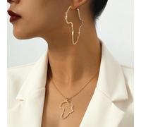 1 Set Collana Con Ciondolo A Mappa Vuota E Orecchini In Arrivo Per Le Donne, Adatto Per L'uso Quotidiano, Festa E Regali Di Decorazione Del Festival Ferro