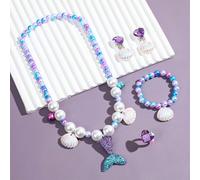 1 Set Collana con pendente a coda di sirena finta perla, braccialetto, anello e orecchini, perfetto per feste e costumi a tema sirena! Piccoli regali a tema festa da sirena Tagli UnicaABS
