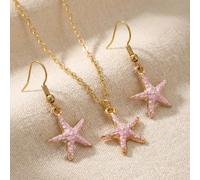 1 set Collana e orecchini pendenti con stelle marine alla moda, dolci e carini per bambine, amiche, per feste in spiaggia, vacanze, accessori gioiello regalo per uso quotidiano rosa,blu,BiancoGraficoL