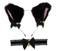 1 Set Collare a Fascia Con Orecchie Di Gatto Campana Collana Per Cosplay Del Gatto Di Halloween Accessori Per Gatti Di Gatti Decori Tessuto Felpato Da 5 Cm minkissy