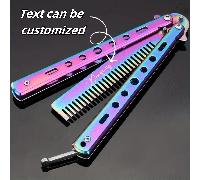 1 Set Coltello a farfalla personalizzabile, non affilato, in acciaio inossidabile, coltello pieghevole a farfalla per l'allenamento di arti marziali, con pettine a denti fini e guaina, spada da allena