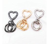 1 Set Combinazione di Moschettone a Forma di Cuore e Anello a Molla, Pratico Portachiavi, Gancio per Guinzaglio per Cani, Accessorio per Zaino, Ciondolo per Portachiavi, Può Aprire il Connettore della