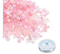 1 set con circa 120 perline e 1 nastro elastico, perline per caramelle acriliche, accessori per la creazione di gioielli, perline colorate per fai da te (rosa)