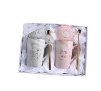 1 SET Coppia Tazza Tazza in ceramica con coperchio Cucchiaio King Tazza da tè creativa for matrimonio Compleanno Per Anniversario Matrimonio