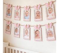 1 Set Cornice Portafoto Stile Farfalla Rosa, Adatta per Decorazione Parete Camera Bambini, Esposizione Foto Principessa per Bambina, Cornice Portafoto Appesa con Clip, Cornice Registro Crescita Bambin
