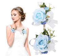 1 set corsetto da polso e fiore all'occhiello braccialetto di fiori artificiali
