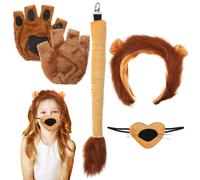 1 set costume da leone leone orecchio naso coda zampa guanti animali costume