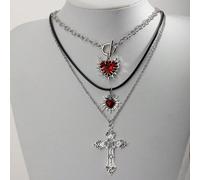 1 Set da 3 Collane Stile Gotico, Ciondolo Vintage vintage a Forma di Cuore con Spine Esagerato, Collane in Stile Cupo Personalizzato, Accessorio Versatile per Donna Tagli UnicaLega di zinco