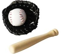 1 set da baseball in miniatura 1/12 set da baseball con mazza, guanto e palla, decorazioni per torte da baseball, mazza da baseball e palla in miniatura, accessori per casa delle bambole, decorazione