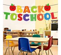 1 set Decorazioni a striscione da appendere con motivi di mela rossa, matita, forbici e scuolabus per il ritorno a scuola - decorazioni vibranti per aule e pareti domestiche per insegnanti e studenti,