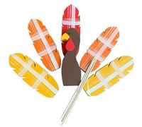 1 set decorazioni del Ringraziamento Pvc Turchia decorativa decorativa decorazione di tacchino con 4 piume e 1 fioriera da fioriera arredamento del Ringraziamento per la pentola di fiori del letto