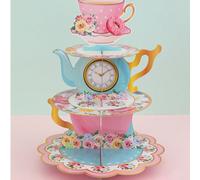 1 Set Decorazioni per Alzata da Torta a Tema Floreale per Tè, Alzata per Cupcake a Forma di Teiera con Tema Floreale, Torre per Esposizione di Dolci per Feste di Compleanno da Principessa, Matrimoni,