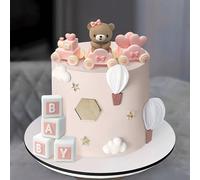 1 Set Decorazioni per torte per feste di bambini, include un trenino colorato a forma di cuore e decorazioni a forma di orsetto, in materiale plastico, senza alimentazione elettrica, ideale per feste