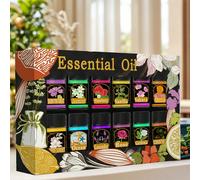 1 Set di 12 Mini Bottiglie di Oli Essenziali Aromatici da 3ml (0,101 fl.Oz), Dimensione Bottiglia 15mm/0,59in*28mm/1,1in, Fragranze che Includono Rosa, Lavanda, Fiori di Ciliegio, Gelsomino, Fragola,