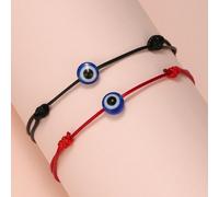 1 Set di 2 braccialetti decorativi con occhio turco realizzati a mano, braccialetti dell'amicizia regolabili adatti per ragazzi, ragazze, uso quotidiano o come regalo per amici Tagli UnicaABS