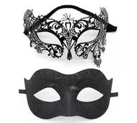 1 set di 2 maschere gotiche per il viso con glitter, maschera per feste, maschere sexy per donne, maschere in maschera, accessorio per costume di Halloween, carnevale, feste, cosplay, A23