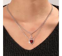 1 Set di 2 pezzi Collana con Cuore e Spada, Collana Americana Personalizzata Unica in Stile Hip-Hop Creativo con Cuore e Spada dell Oceano Tagli UnicaLega di zinco