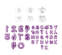 1 set di 26 stampi per lettere, 10 forme di numeri, 2 stampi per presse, stampi per biscotti con numeri e lettere, dispositivo per goffratura, fondente, timbri per biscotti, utensili da forno