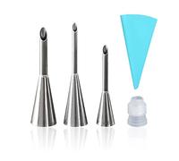 1 set di 3 beccucci per pasticceria, siringhe professionali per torte sfogliate in acciaio inox, strumenti di cottura a bocca crema, con 1 tasca da 10 pollici, 1 connettore