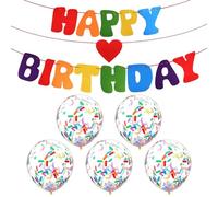 1 Set Di 3 Ghirlande Di Compleanno, 5 Palline Trasparenti Di Coriandoli, Striscione Decorativo Per Feste, Decorazioni Per Ghirlande, Ghirlanda Di Lettere Colorate