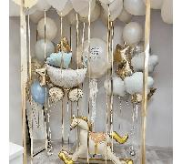 1 set di 31/29/1 decorazioni con palloncini in legno e nuvole pastello, include cavallo a dondolo, carrozzina, palloncini a forma di nuvole, adatto per feste di compleanno, battesimi, festa di nascità
