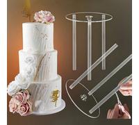 1 set di 4", 6", 8", 10", 12" piatti separatori per torta, pilastri finti per torte a più piani, supporti per torta trasparenti, decorazioni per torte appese sfalsate Trasparente 12 pollici,Trasparent