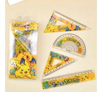 1 set di 4 pezzi di Pokemon, Righello con design Pokeball e Pikachu, strumento di misurazione ad anime, adatto per scuola, ufficio, hobby, raccolta fan, regalo per studenti, forniture scolastiche, bac