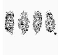 1 Set Di 4 Pezzi Drago Ragazza Braccio Grande Modello Cicatrice Copertura Fiore Braccio Tatuaggi Temporanei Adesivi Tatuaggi Finti Succo Semipermanente Durata 2 Settimane Uomini E Donne Impermeabile