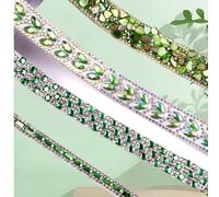 1 set di 4 stili e 4 misure, strisce di nastro con cristalli autoadesivi, patch decorative con diamanti verdi scintillanti, fai da te, decorazione per matrimoni e feste, auto, telefono, abbigliamento,