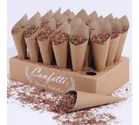 1 set di 5 coni portaconfetti, include 30 tubi in carta kraft, supporto per coriandoli a 5 colori con motivo a lettere bianche moderne, adatto per feste, matrimoni, Natale e altre occasioni Carta tess