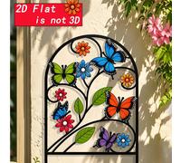 1 Set Di 5 Ornamenti Decorativi Appesi A Forma Di Arco Con Farfalle E Fiori In Ferro, Vite Cava Nera Con Margherite Colorate E Foglie Verdi, Adatto Per Inserimento Nel Prato Del Giardino, Appeso Alla 