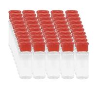 1 Set di 50 Bottiglie Vuote nel Plastica per Spezie per Conservare il Condimento per Barbecue Sale Pepe Ecc. 100 Ml / 3,3 Once, Rosso