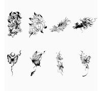 1 Set Di 8 Pezzi Di Tatuaggi Temporanei A Base Di Erbe In A Nove Code Di Volpe, Tatuaggi Finti Per Donne E Uomini, Anti-Sfregamento, Semipermanenti, Della Durata Di 2 Settimane O Temporaneo