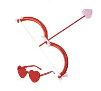 1 Set di accessori per costume da angelo di Cupido romantico, inclusi occhiali a forma di cuore e arco e freccia, adatto per donne, per feste in costume, giochi di ruolo, anche un regalo ideale per Sa