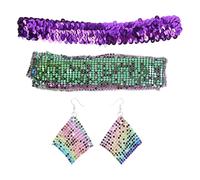 1 set di accessori per costume da discoteca: fascia scintillante, sciarpa e