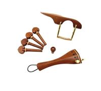 1 set di accessori per violino in legno di giuggiola, cordiera 4/4, piroli per accordatura, perno per coda, poggiapancia (4)