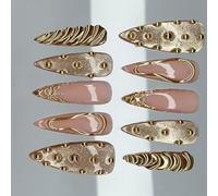 1 set di adesivi artistici a pressione per unghie con punta francese 3D al tramonto fuso unghie finte per una lunga durata bellezza e usura unghie al tramonto