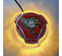 1 set di adesivi con logo Griffin SUPER per auto Scania, emblema anteriore con strisce LED arancioni gialle e arancioni applicabili agli accessori illuminati per camion (rosso)